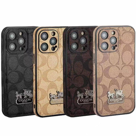 Luxury Embossed iPhone Case with Iconic Carriage Logo