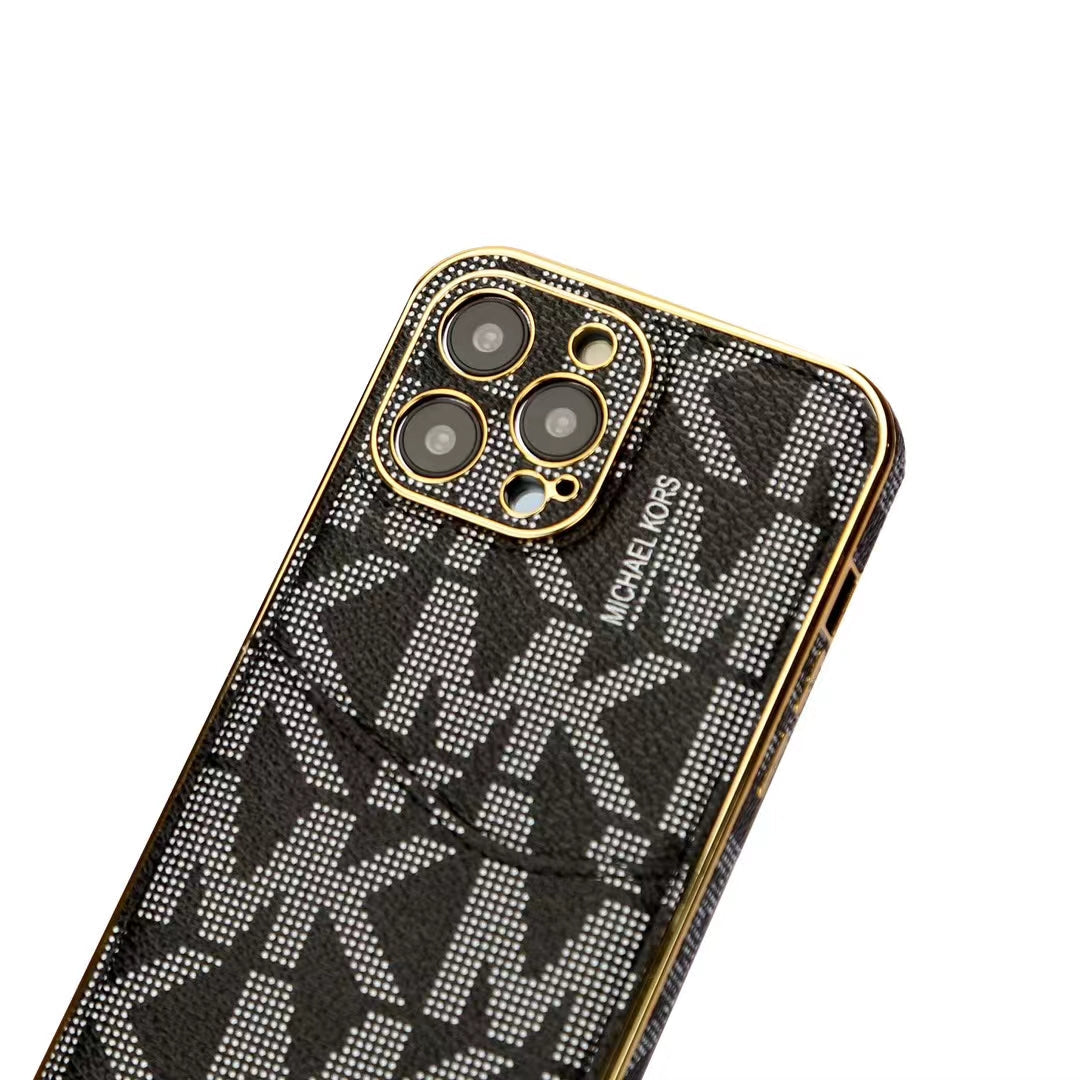 Luxury MK-Inspired Monogram iPhone Case with Card Holder