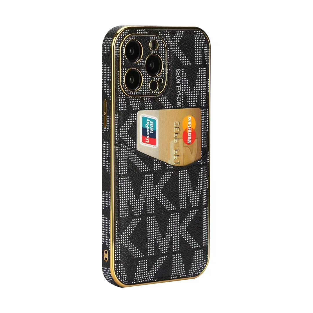 Luxury MK-Inspired Monogram iPhone Case with Card Holder