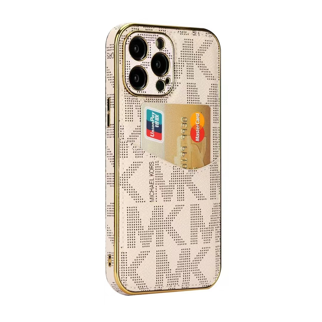 Luxury MK-Inspired Monogram iPhone Case with Card Holder