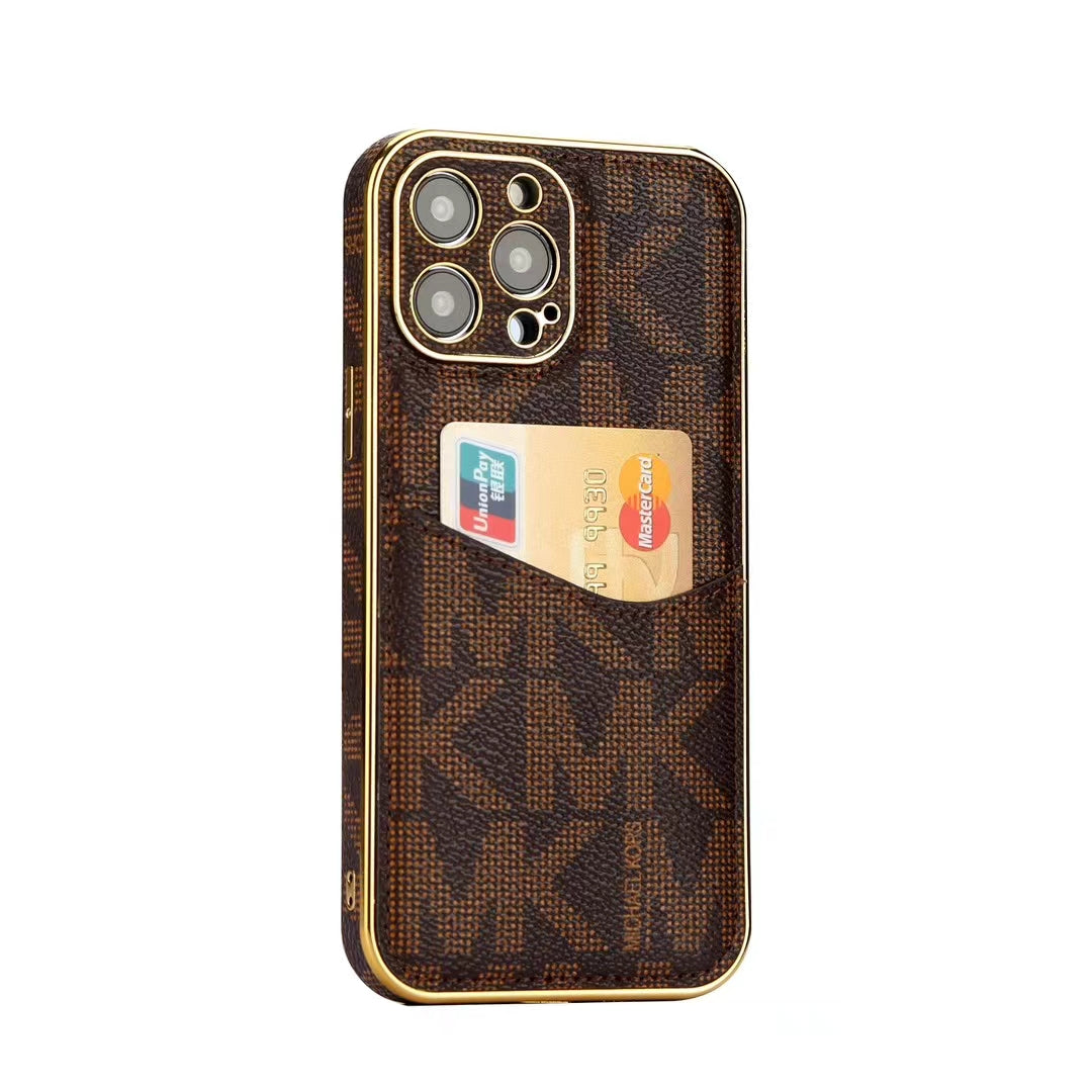 Luxury MK-Inspired Monogram iPhone Case with Card Holder