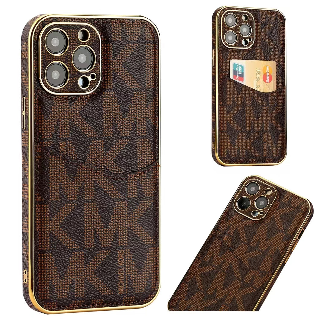 Luxury MK-Inspired Monogram iPhone Case with Card Holder