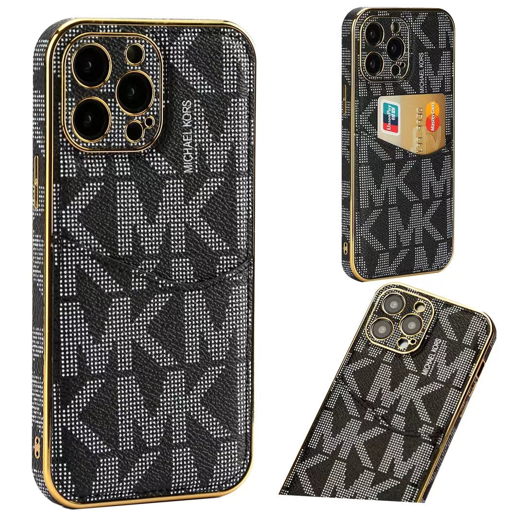 Luxury MK-Inspired Monogram iPhone Case with Card Holder