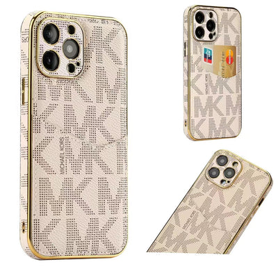 Luxury MK-Inspired Monogram iPhone Case with Card Holder