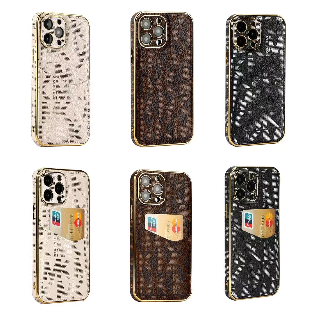 Luxury MK-Inspired Monogram iPhone Case with Card Holder