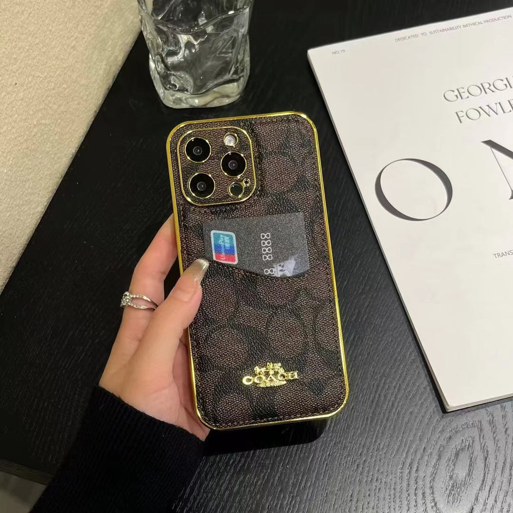 Luxury Inspired Monogram iPhone Case with Card Holder