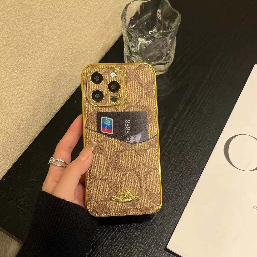 Luxury Inspired Monogram iPhone Case with Card Holder