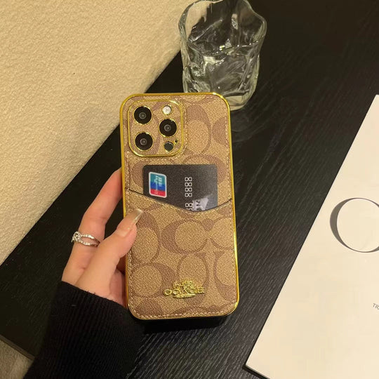 Luxury Inspired Monogram iPhone Case with Card Holder