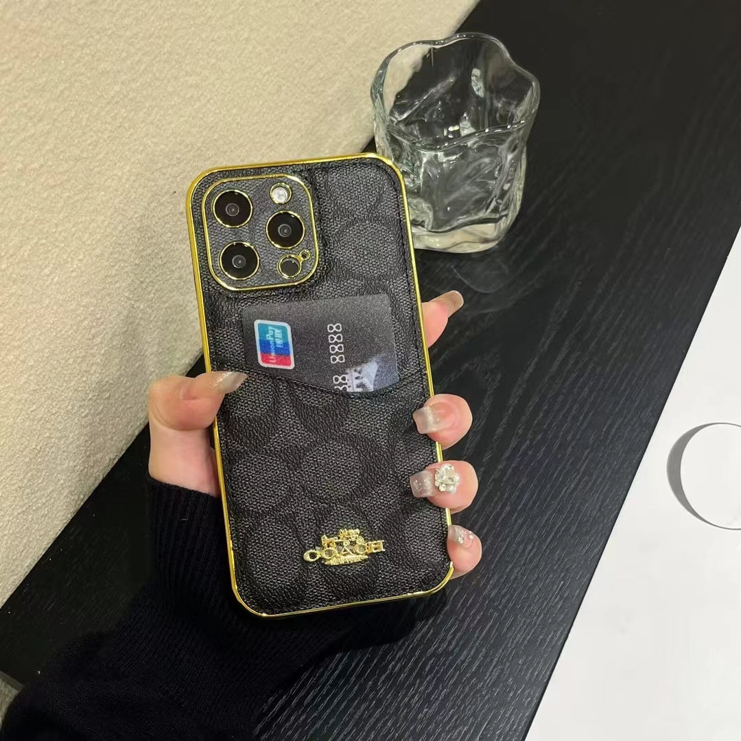 Luxury Inspired Monogram iPhone Case with Card Holder