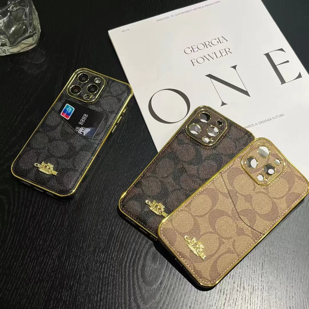 Luxury Inspired Monogram iPhone Case with Card Holder