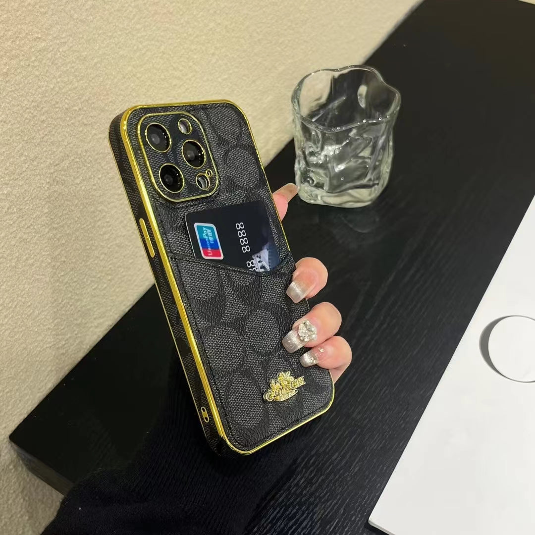 Luxury Inspired Monogram iPhone Case with Card Holder