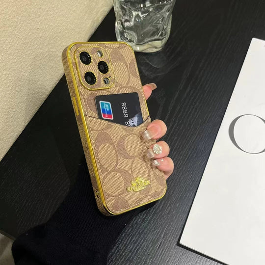 Luxury Inspired Monogram iPhone Case with Card Holder