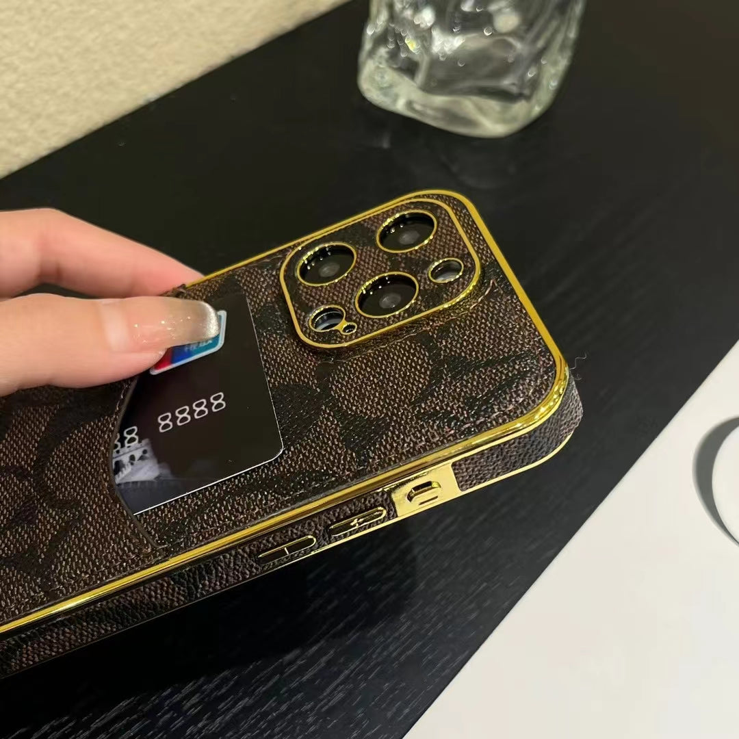 Luxury Inspired Monogram iPhone Case with Card Holder