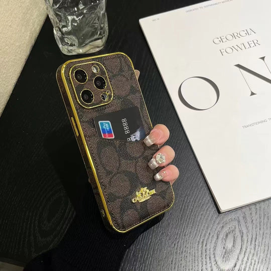 Luxury Inspired Monogram iPhone Case with Card Holder