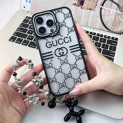 GG-Inspired Transparent iPhone Case with Stylish Logo Pattern