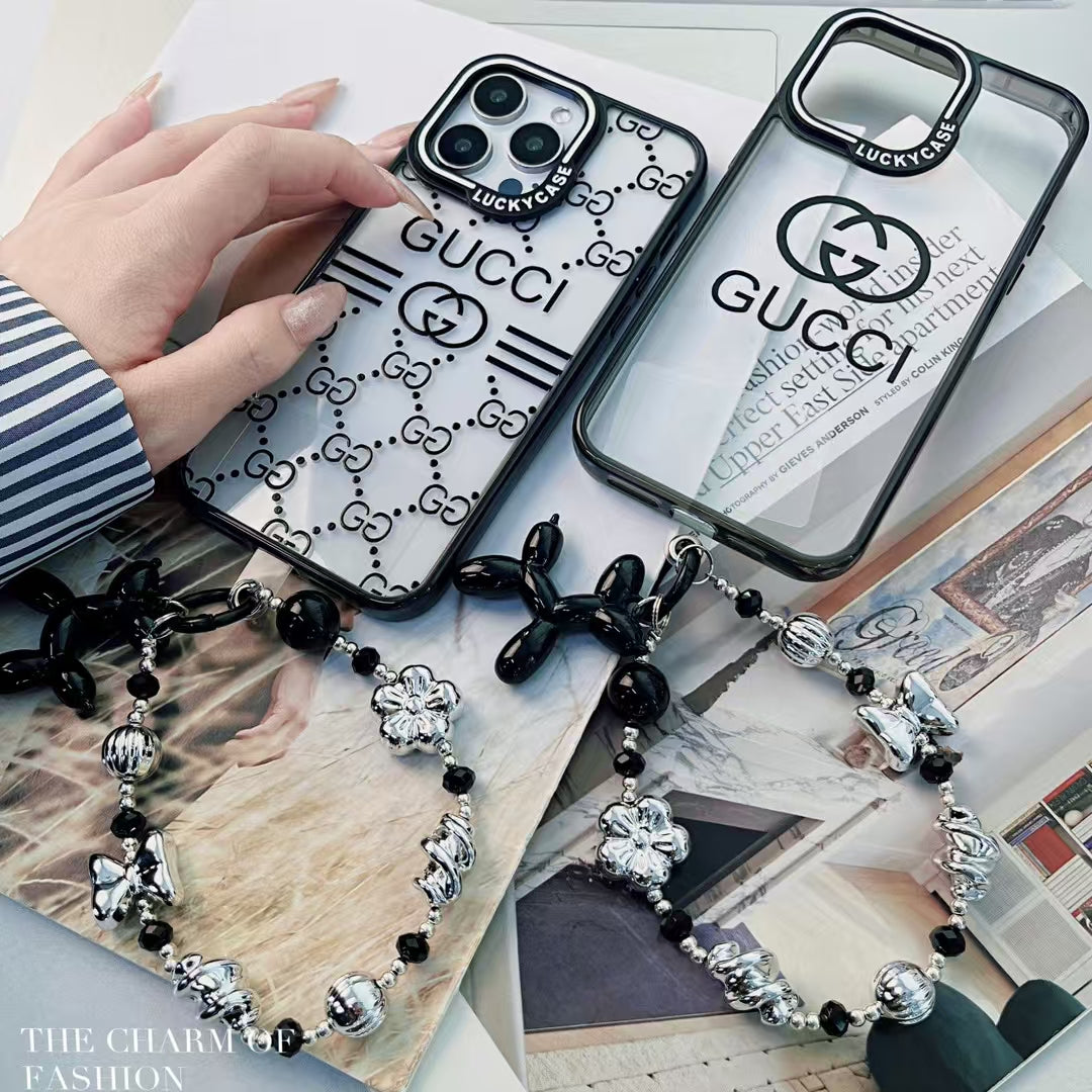 GG-Inspired Transparent iPhone Case with Stylish Logo Pattern