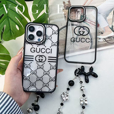 GG-Inspired Transparent iPhone Case with Stylish Logo Pattern