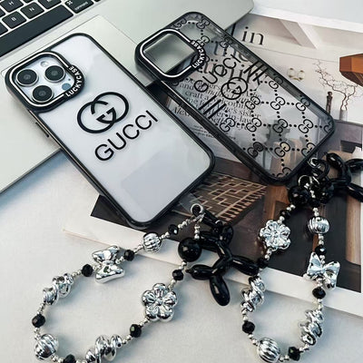 GG-Inspired Transparent iPhone Case with Stylish Logo Pattern