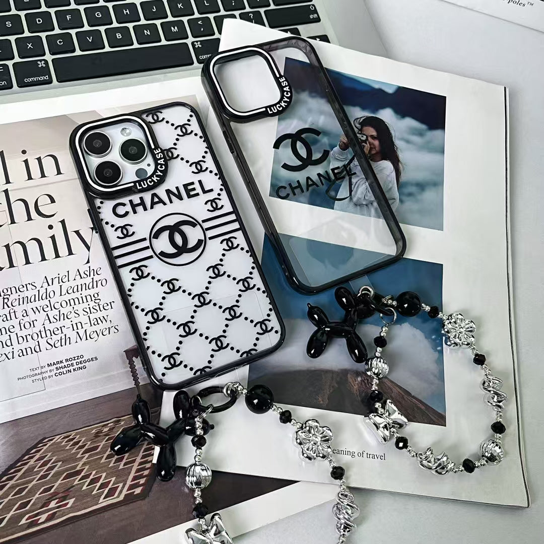 CC-Inspired Transparent iPhone Case with Stylish Logo Pattern