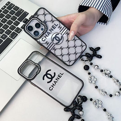 CC-Inspired Transparent iPhone Case with Stylish Logo Pattern