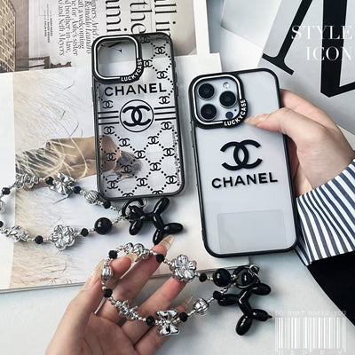 CC-Inspired Transparent iPhone Case with Stylish Logo Pattern