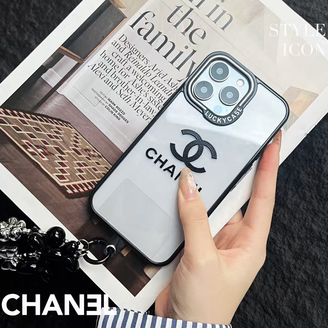 CC-Inspired Transparent iPhone Case with Stylish Logo Pattern