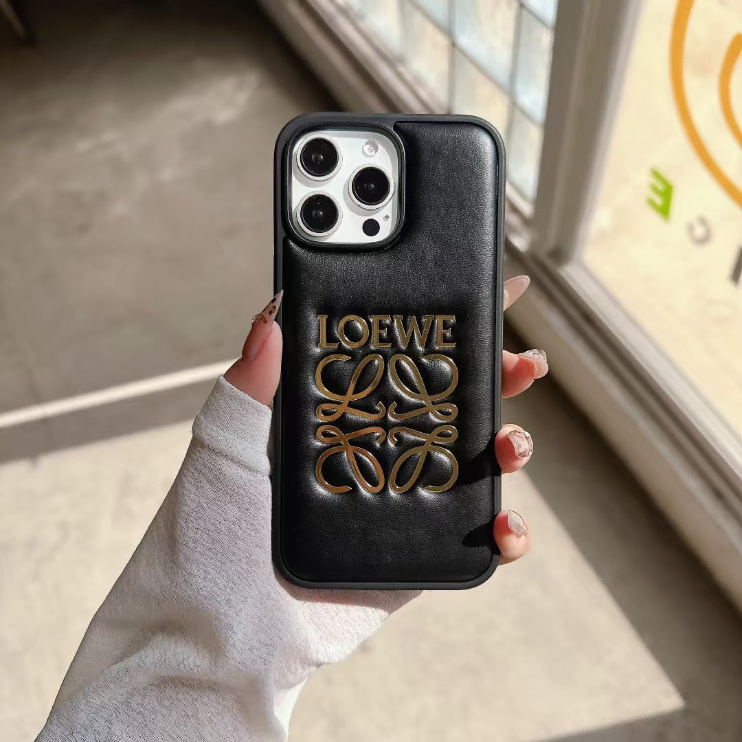 Premium Luxury Embossed LW Logo iPhone Case