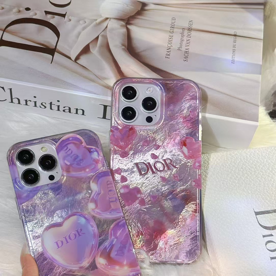 Luxury Crystal Heart CD-Inspired iPhone Case