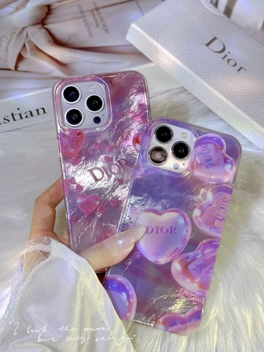 Luxury Crystal Heart CD-Inspired iPhone Case