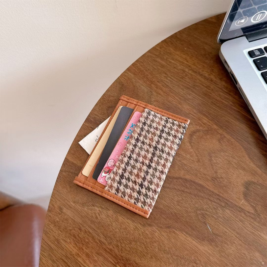 Classic Plaid Card Holder Wallet
