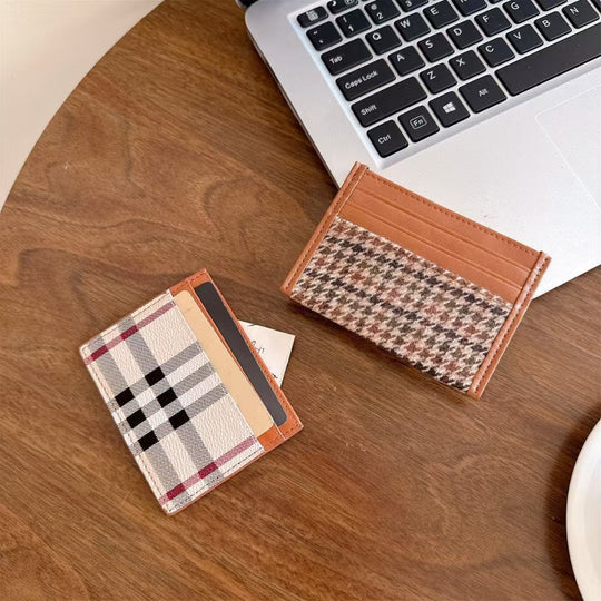 Classic Plaid Card Holder Wallet
