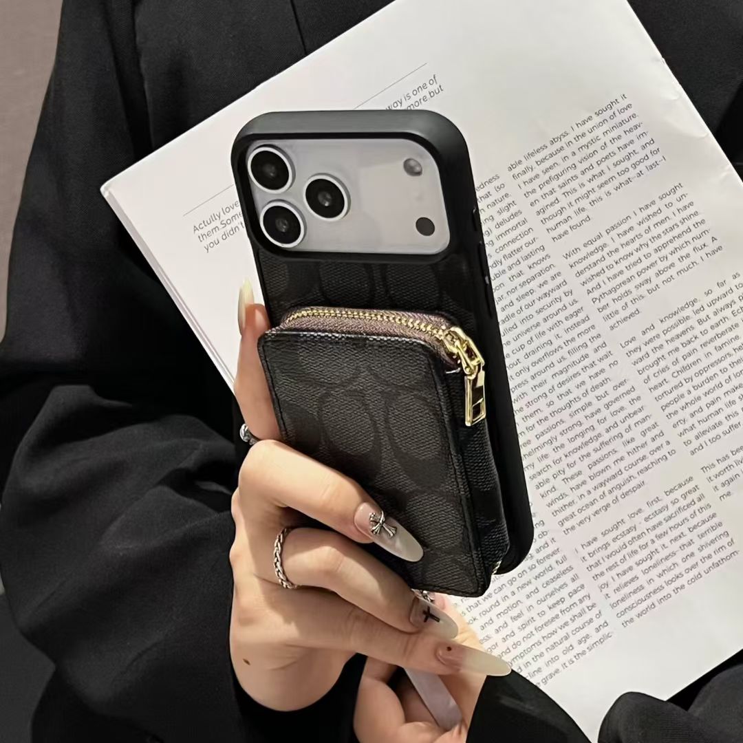 Luxury Monogram Wallet Phone Case with Zipper Pocket