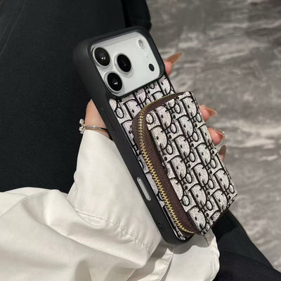 Luxury CD Monogram Wallet Phone Case with Zipper Pocket