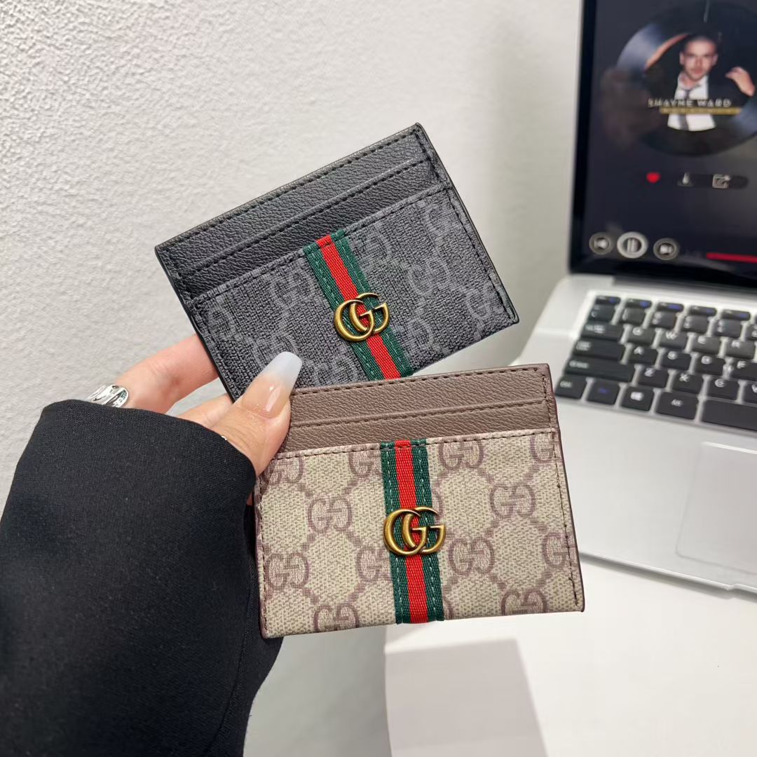 Luxury Stripe Accent Monogram Card Holder