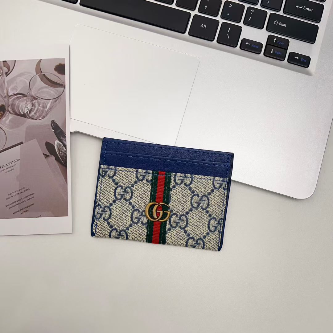 Luxury Stripe Accent Monogram Card Holder