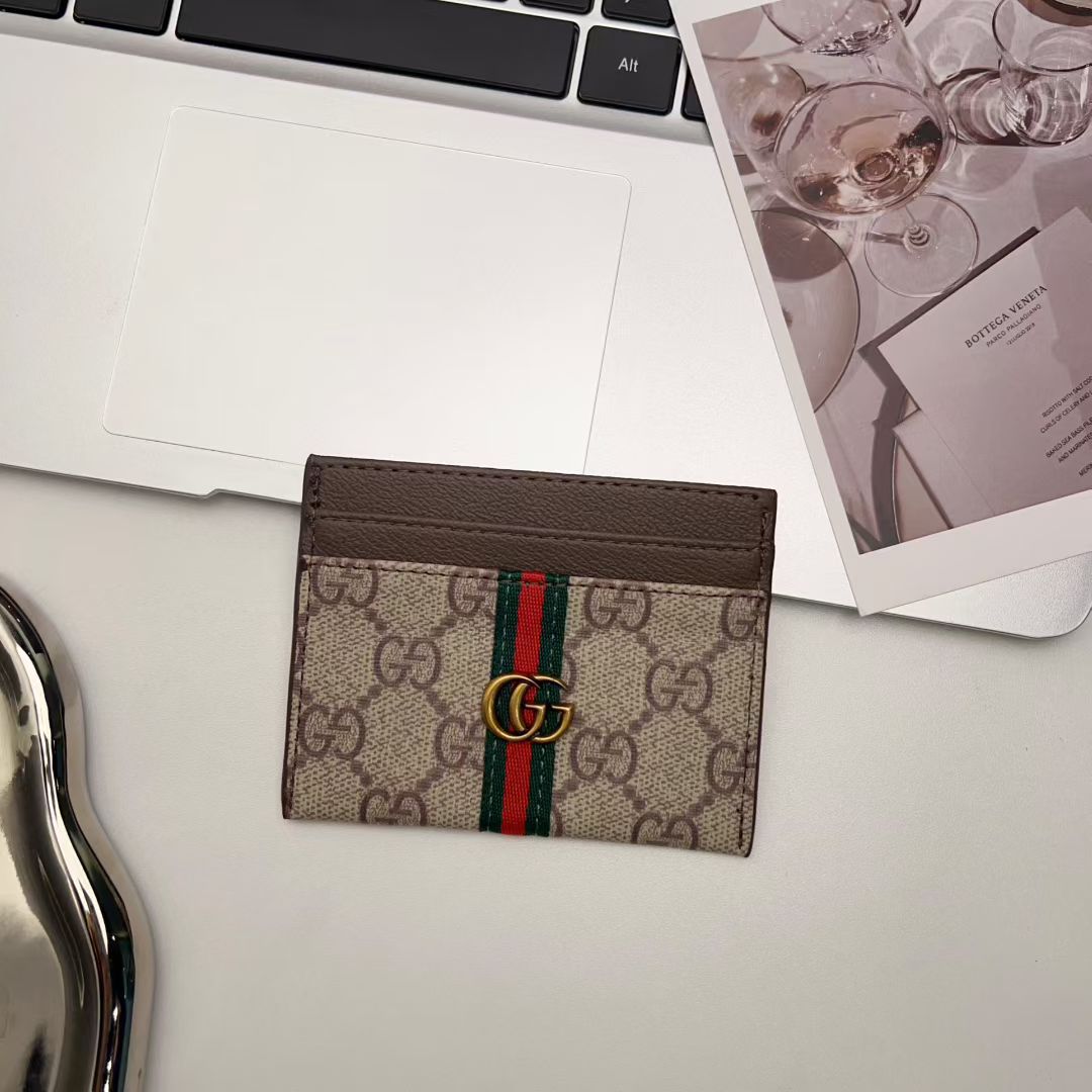 Luxury Stripe Accent Monogram Card Holder