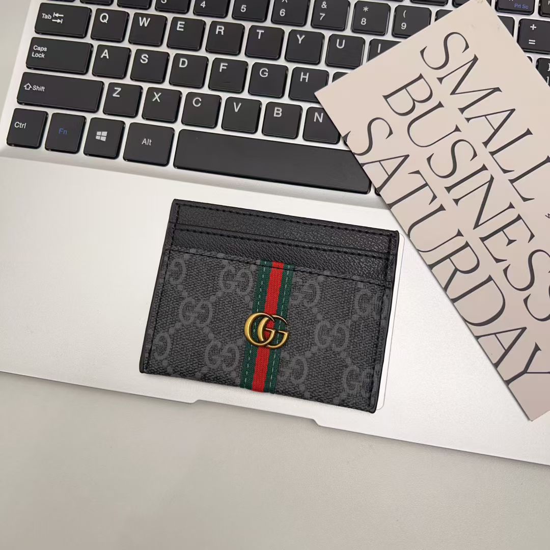 Luxury Stripe Accent Monogram Card Holder