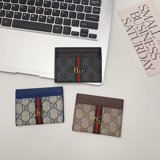 Luxury Stripe Accent Monogram Card Holder