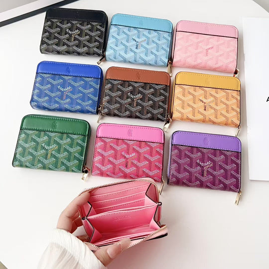 Luxury GY Monogram Zipper Card Wallet