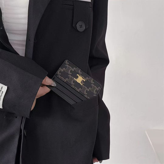 Luxury Crescent Emblem Slim Card Holder Wallet
