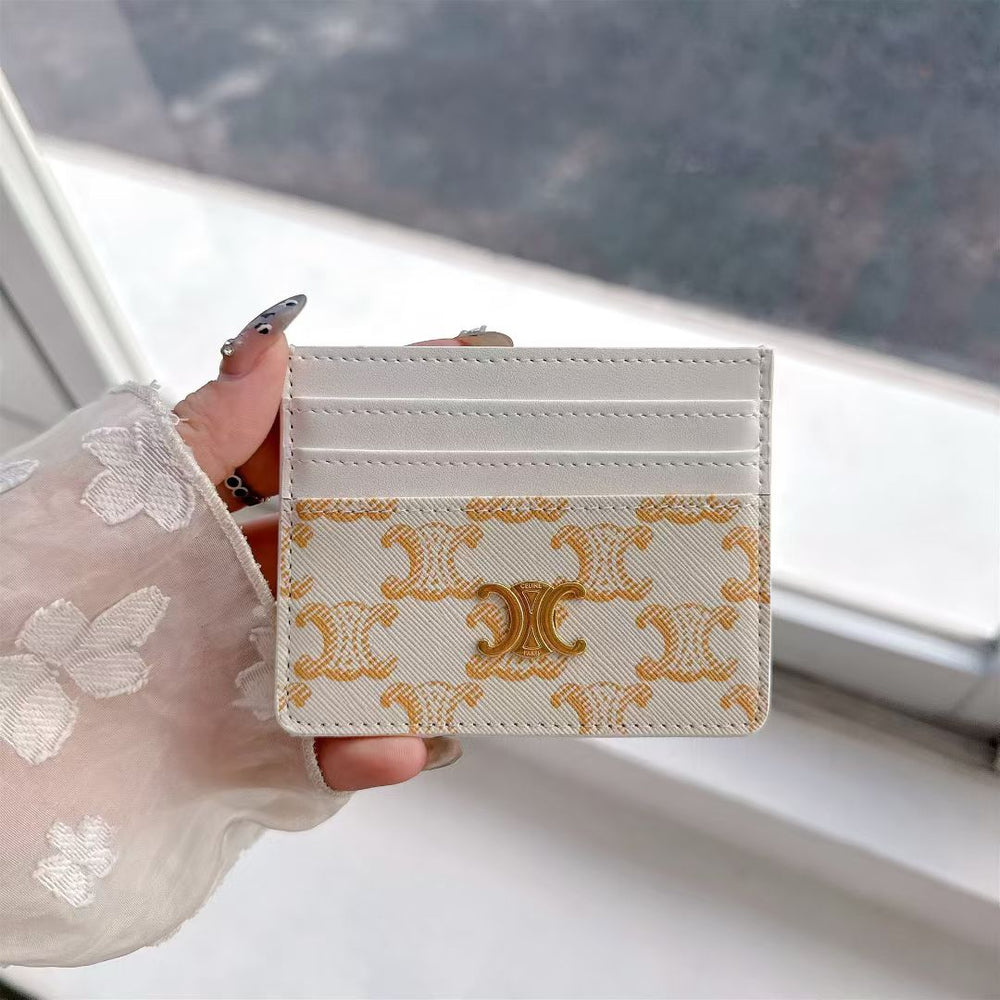 Luxury Crescent Emblem Slim Card Holder Wallet