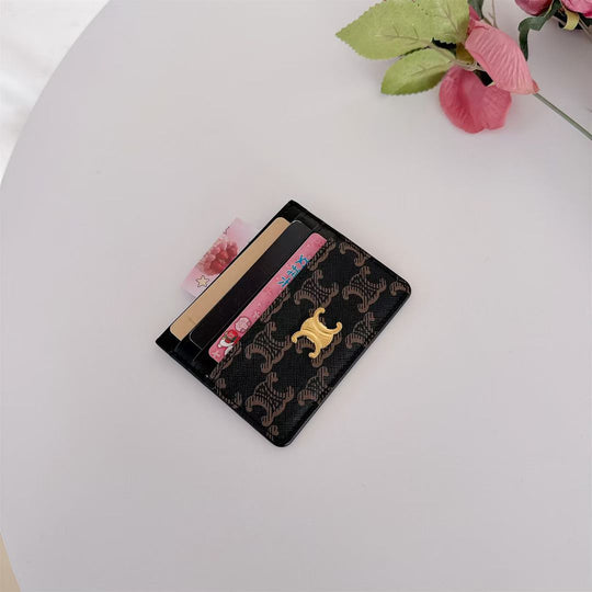 Luxury Crescent Emblem Slim Card Holder Wallet