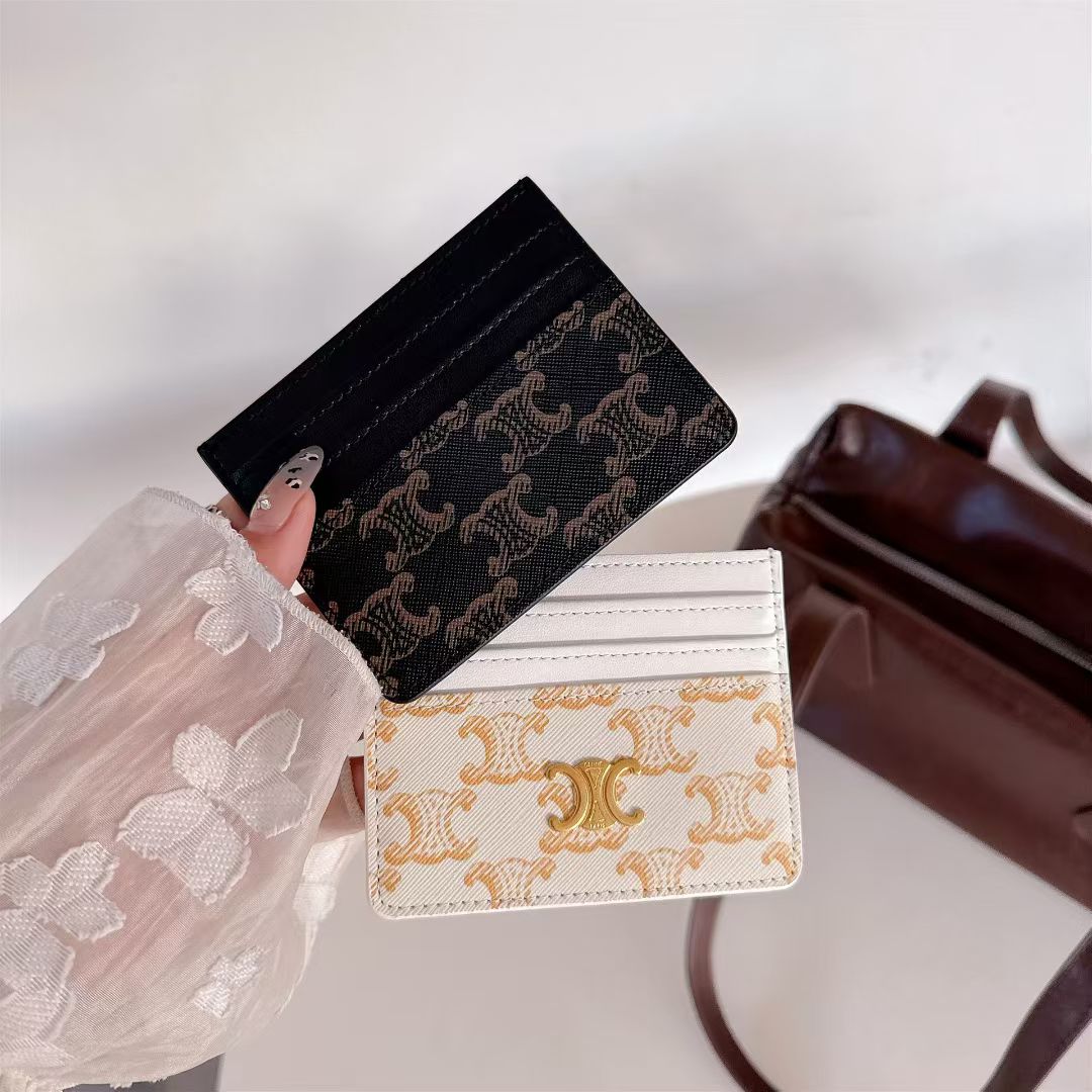 Luxury Crescent Emblem Slim Card Holder Wallet