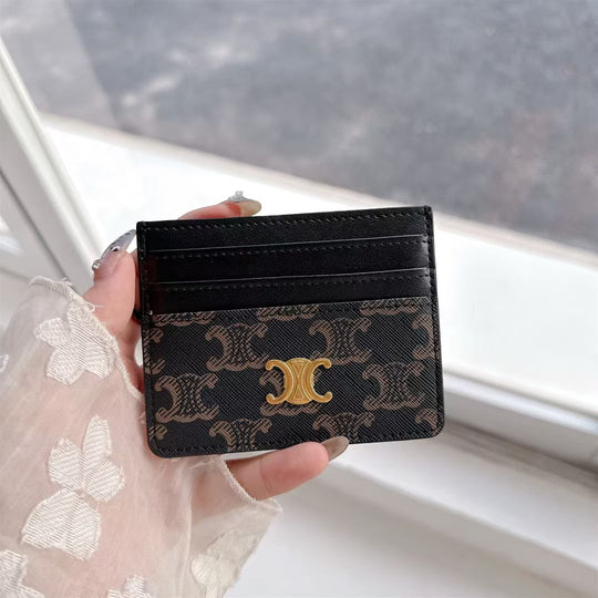 Luxury Crescent Emblem Slim Card Holder Wallet