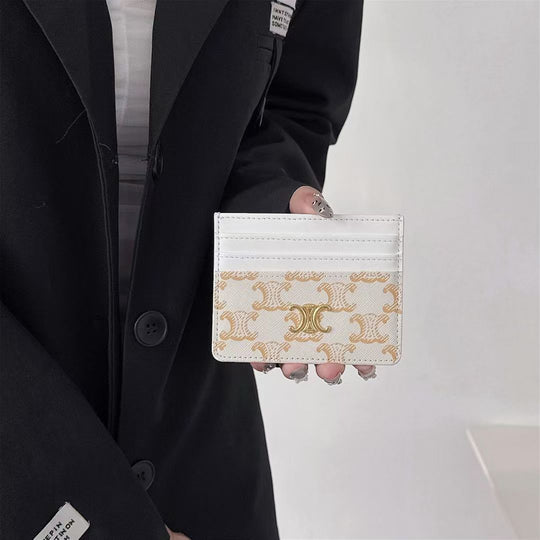 Luxury Crescent Emblem Slim Card Holder Wallet