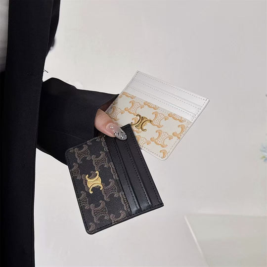 Luxury Crescent Emblem Slim Card Holder Wallet