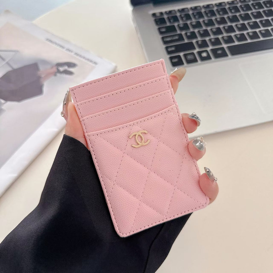 Luxury Quilted Multi-Color Slim Card Holder Wallet