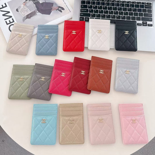 Luxury Quilted Multi-Color Slim Card Holder Wallet