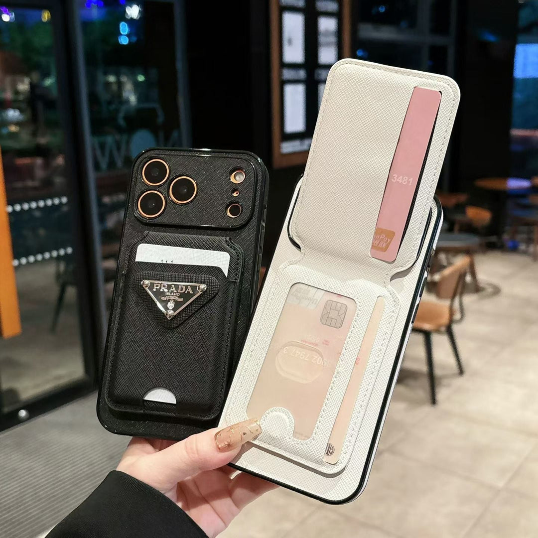 Luxury Slim Card Pocket Case – Triangle Metal Badge Design