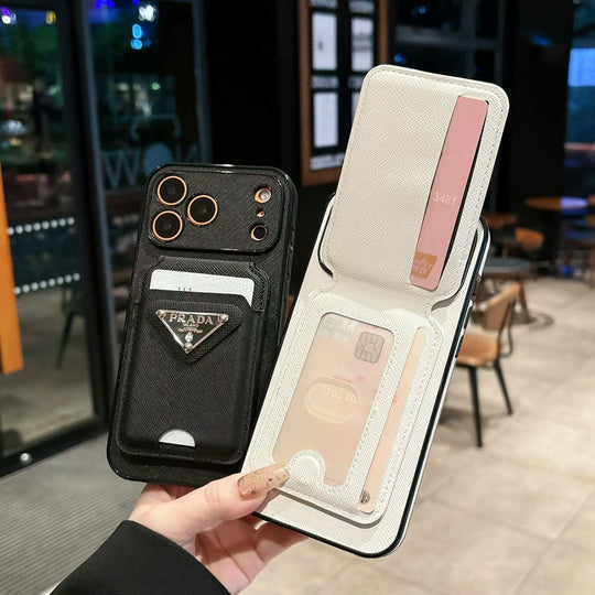 Luxury Slim Card Pocket Case – Triangle Metal Badge Design